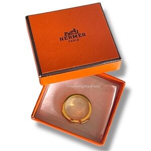 Hemes Boucle Sellier Gold Scarf Ring Buckle Belt Motif Ring With Box
